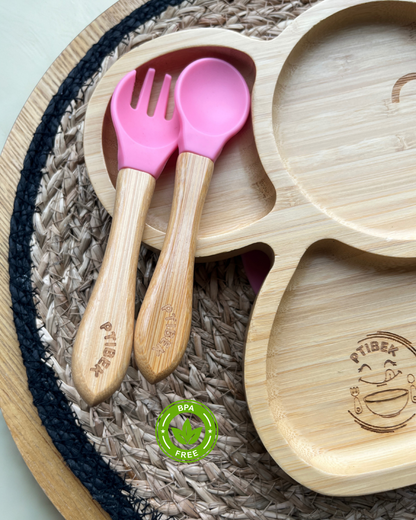 Assiette en bambou pour bébé avec ventouse – Repas sécurisé et ludique