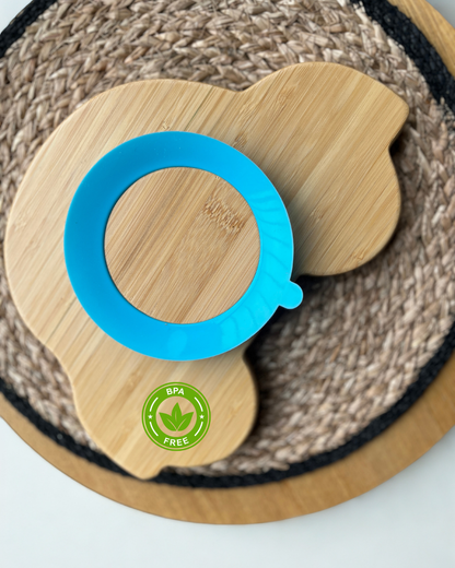 Assiette en bambou pour bébé avec ventouse – Repas sécurisé et ludique